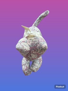 Floral Fabric Cat Doorstop / Décor - Pink and Cream
